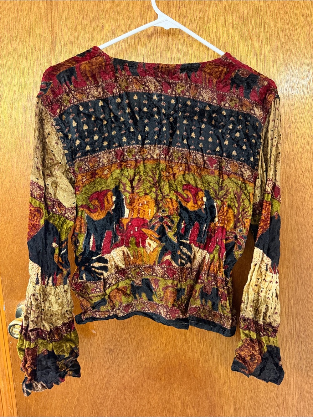Multicolor Velvet Boho Button-Front Top - Picture 3 of 6